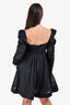 Zimmermann Black Cotton Off The Shoulder Ruched Long Sleeves Dress Size 2