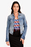 Saint Laurent Blue Denim Logo Patched Cropped Jacket Size XS