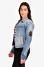 Saint Laurent Blue Denim Logo Patched Cropped Jacket Size XS