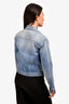 Saint Laurent Blue Denim Logo Patched Cropped Jacket Size XS