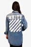Off-White Blue Denim Logo Printed Oversize Jacket Size S