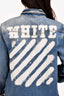 Off-White Blue Denim Logo Printed Oversize Jacket Size S