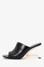 Alexander McQueen Black Leather Arc Slide Sandals Size 39.5
