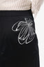 Akris Punto Black Floral Emboridery Midi Skirt Size 10
