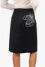 Akris Punto Black Floral Emboridery Midi Skirt Size 10