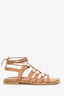 Stuart Weitzman Goldie Pearly Leather Ankle-Tie Flat Sandal Size 7