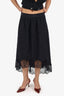 Zadig & Voltaire Black Star Print Lace Trimmed Midi Skirt Estimated Size S