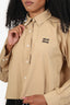 Miu Miu Khaki Embroidered Logo Crop Poplin Shirt Size 36