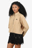 Miu Miu Khaki Embroidered Logo Crop Poplin Shirt Size 36