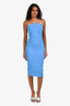 Roland Mouret Blue Cotten/Linen Strapless Midi Dress Est. Size XS