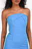 Roland Mouret Blue Cotten/Linen Strapless Midi Dress Est. Size XS