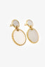 David Yurman 18K Yellow Gold Mother of Pearl DY Elements Double Drop Earrings