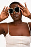 Christian Dior White/Gold Tone Square Framed Sunglasses