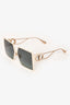 Christian Dior White/Gold Tone Square Framed Sunglasses