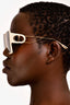 Christian Dior White/Gold Tone Square Framed Sunglasses