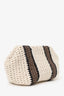 Brunello Cucinelli White/Brown/Black Small Crochet Regimental Straw Effect Pouch with Strap