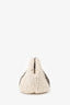 Brunello Cucinelli White/Brown/Black Small Crochet Regimental Straw Effect Pouch with Strap