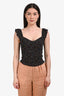Reformation Black Multi Polkadot Top Size 0