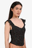 Reformation Black Multi Polkadot Top Size 0