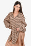 Balenciaga 2022 Brown Silk BB Button Down Shirt Size 38 Mens