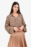 Balenciaga 2022 Brown Silk BB Button Down Shirt Size 38 Mens