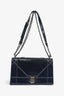 Christian Dior Navy Crackled Patent Diorama Shoulder Bag
