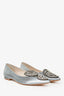 Sophia Webster Grey Metallic Crystal Embellished Butterfly Wings Flats Size 38