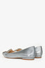Sophia Webster Grey Metallic Crystal Embellished Butterfly Wings Flats Size 38
