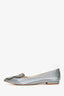 Sophia Webster Grey Metallic Crystal Embellished Butterfly Wings Flats Size 38