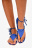 Manolo Blahnik Blue Suede/Leather Lace Up Sandals Size 38