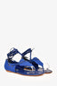 Manolo Blahnik Blue Suede/Leather Lace Up Sandals Size 38