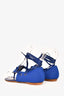 Manolo Blahnik Blue Suede/Leather Lace Up Sandals Size 38