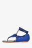 Manolo Blahnik Blue Suede/Leather Lace Up Sandals Size 38