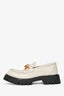 Gucci White Leather GG Chain Embellished Platform Loafers Size 38.5