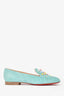 Christian Louboutin Teal Velvet Bead Embellished Slip On Loafers Size 38