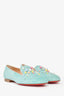 Christian Louboutin Teal Velvet Bead Embellished Slip On Loafers Size 38