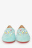 Christian Louboutin Teal Velvet Bead Embellished Slip On Loafers Size 38