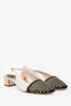 Rene Caovilla White/Black Suede/Leather Crystal Embellished Slingbacks Size 38