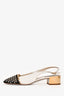 Rene Caovilla White/Black Suede/Leather Crystal Embellished Slingbacks Size 38