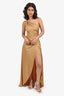 Maygel Coronel Gold One-Shoulder Slit Dress Size O/S