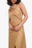 Maygel Coronel Gold One-Shoulder Slit Dress Size O/S