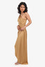 Maygel Coronel Gold One-Shoulder Slit Dress Size O/S