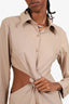 Atoir Taupe Side Cut-Out Button Down Mini Dress Size XS