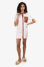 Staud Brown/White Faux Leather Detail Shirt Dress Size XS