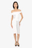 Roland Mouret White Cut-Out Detail Off-Shoulder Midi Dress Estimated Size XXS