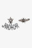 Christian Dior Silver Tone Crystal J'Adior Asymmetrical Bee Earrings