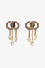 Christian Dior Gold Tone Crystal Resin Pearl Petit CD Earrings