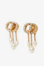 Christian Dior Gold Tone Crystal Resin Pearl Petit CD Earrings