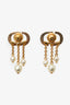 Christian Dior Gold Tone Crystal Resin Pearl Petit CD Earrings
