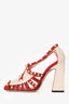 Gucci Cream/Red Leather Pearl Studded 'Tracy' Heels Size 38.5